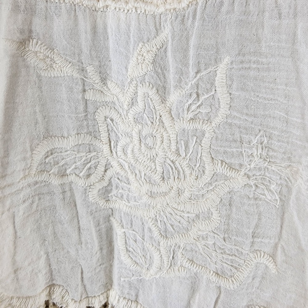 Angel Heart Boutique Open Crochet Tunic Top Womens Plus *1X Cream Babydoll Boho - Picture 9 of 12